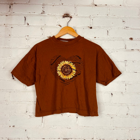 Vintage Sunflower Cropped Tee (Small)