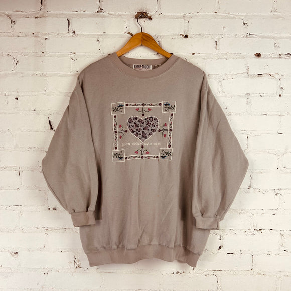 Vintage Extra Touch Heart Sweatshirt (Large)