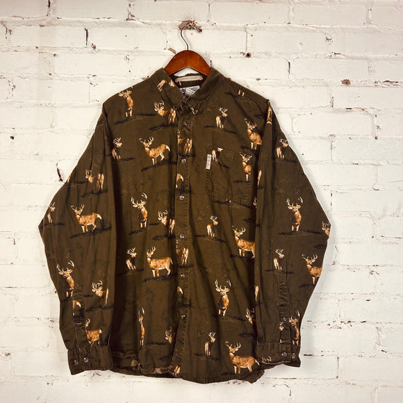 Vintage Columbia Deer Button-Up (Large/X-Large)